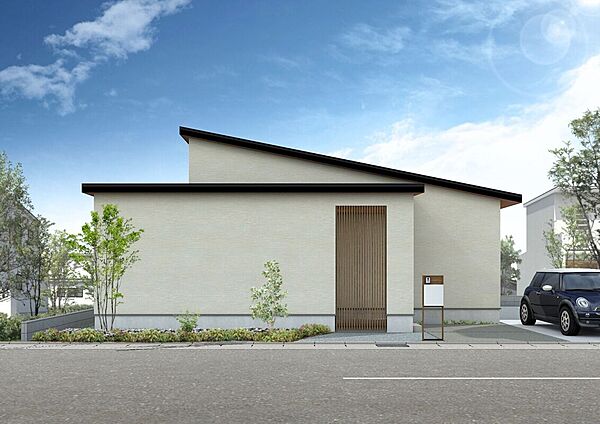 くすみｃｏｌｏｒがお洒落な和モダンな外観※完成イメージ画像