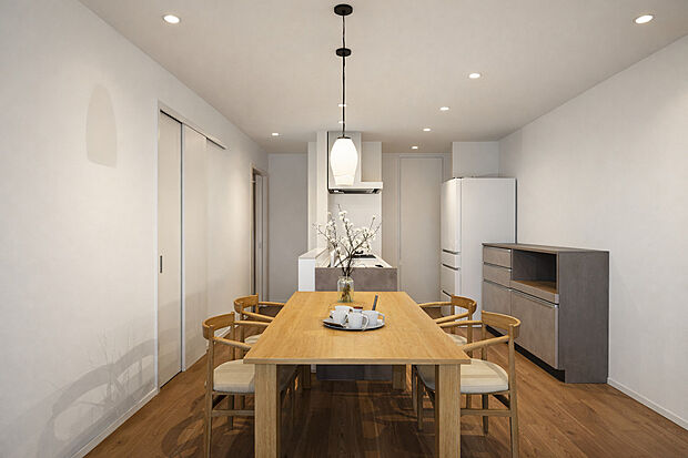 ＬＤＫ全体を見渡せるキッチン※完成イメージ画像