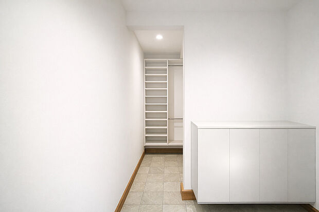 【清潔感あふれる玄関】収納まで白で統一されたすっきりとした空間※完成イメージ画像