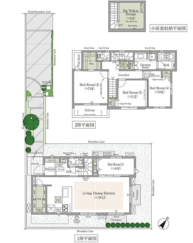 【4LDK+BWS+WIC+WIP】※路地状部分面積含む(31.13m2)
BWS:ビッグウォークインストレージ WIC=ウォークインクロゼット WIP:ウォークインパントリー