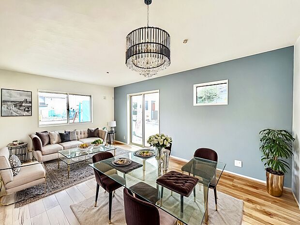 ◆B6号棟◆～Living～　ここにはみんなが集い、食事と楽しい会話が始まる。ついつい時を忘れ夜半過ぎになってしまう。そんな束の間の幸せを感じさせてくれる場所でありたい。※家具はＣＧです。