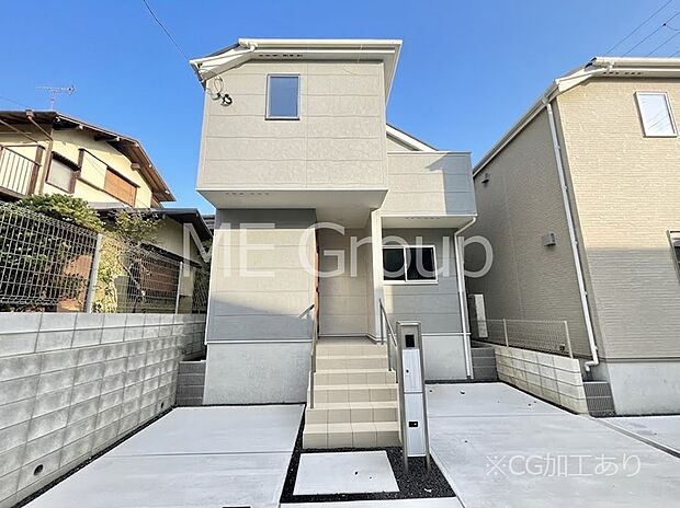 ◆1号棟◆～Exterior～　マイホームの夢実現！ここから始まる「日常」は家族にとって大切で貴重な時間。だからこそ、少しでも豊かに、少しでも快適に。 笑顔あふれる毎日へ。  
