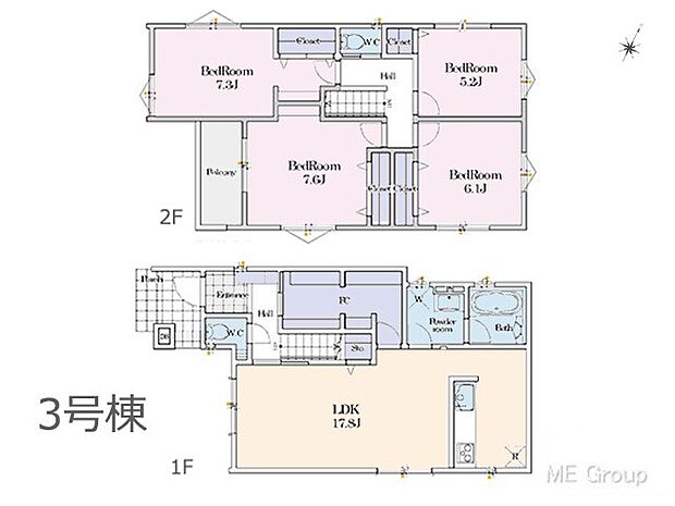 【4LDK】◆3号棟◆~Floor plan~ 図面と異なる場合は現況を優先致します。