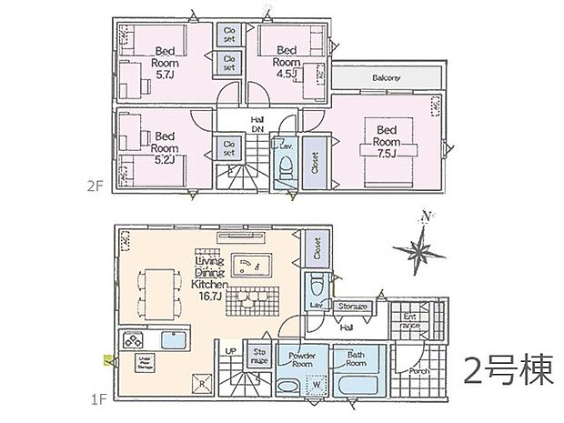 【4LDK】◆２号棟◆～Floor plan～　図面と異なる場合は現況を優先致します。