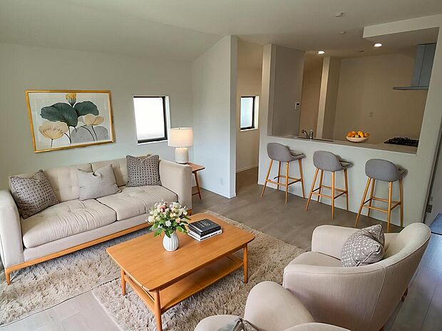 ☆Living　Room☆
『LDKは家族だんらんをデザイン』家族が集まり一緒の時間がすごせる工夫がされております。何気ない一日のひとコマが何者にも代えがたい宝物になることでしょう♪（家具はCGです）