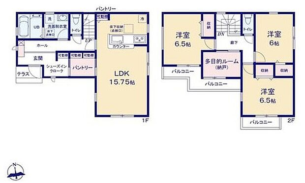 (2号棟)、価格2730万円、3LDK+S、土地面積122.38m2、建物面積96.39m2