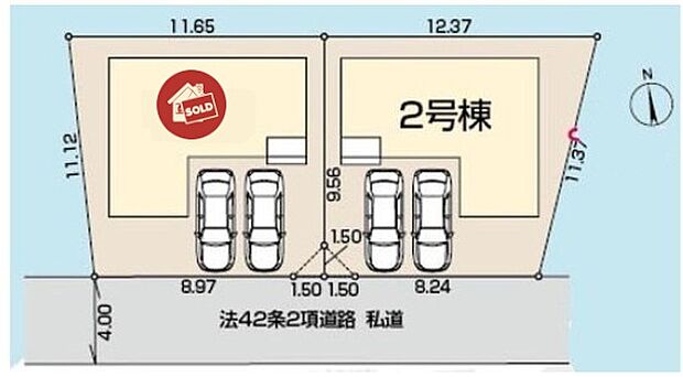 車種により、カースペース2台分ございますので、家族分の自転車を駐輪したり、来客用の駐車スペースとしてもお使いいただけます♪
