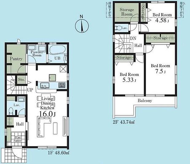(2号棟)、価格4680万円、3LDK+S、土地面積125.04m2、建物面積92.34m2