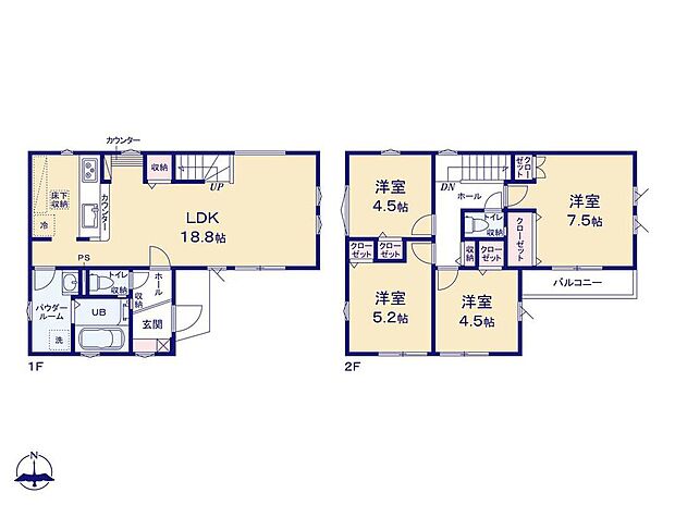 (1号棟)、価格3699万円、4LDK、土地面積96.4m2、建物面積93.56m2