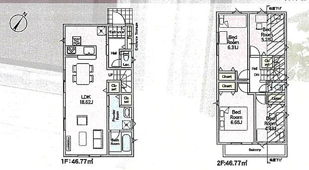 (1号棟　4LDK、土地面積118.98m2、建物面積93.54m2