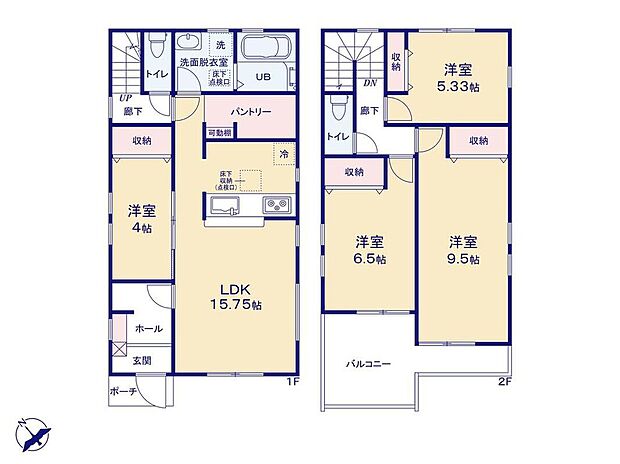(1号棟)、価格2480万円、4LDK、土地面積134.78m2、建物面積99.63m2