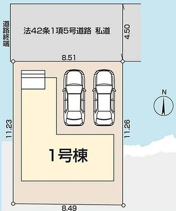 【区画図】
カースペースは嬉しい並列２台分！家族分の自転車を駐輪したり、来客用の駐車スペースとしてもお使いいただけます。