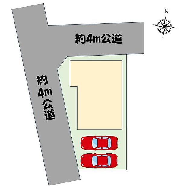 道幅の広い角地なので明るく開放感に溢れた好立地です!お車の出し入れもラクラク♪
嬉しいコンクリート仕上げのカースペース。雨の日も足元を気にせず外出できます。