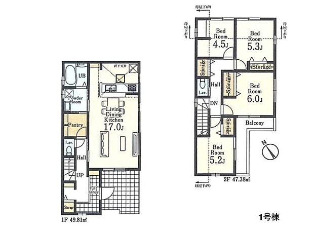 (1号棟)、価格3380万円、4LDK、土地面積126m2、建物面積97.19m2 