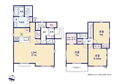 スッキリ片付くシューズクロークやパントリーの他、主寝室にはWICもご用意しました！
洗面室に隣接するランドリールームには室内物干しのセット可能です♪
住まう方の快適さを大切にした間取りです☆ 