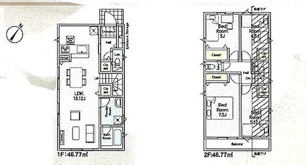 【4LDK】洋室を2階に集約し、プライバシーにも配慮した間取りプラン。
家族のコミュニケーションを重視した対面式キッチン・リビングイン階段プランです。
2部屋から行き来できるバルコニーはとても便利♪