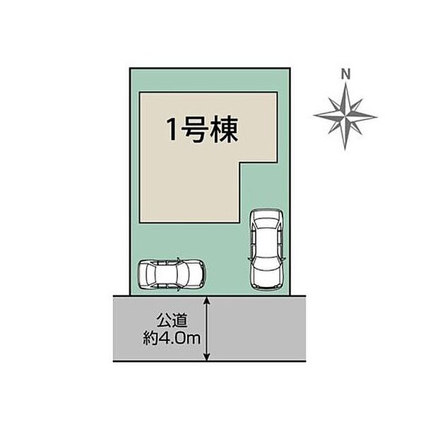 【全体区画図】陽当りの良い南道路に面したお住まい。
周辺は交通量の少ない生活道路なので小さなお子様を持つご家庭も安心です♪