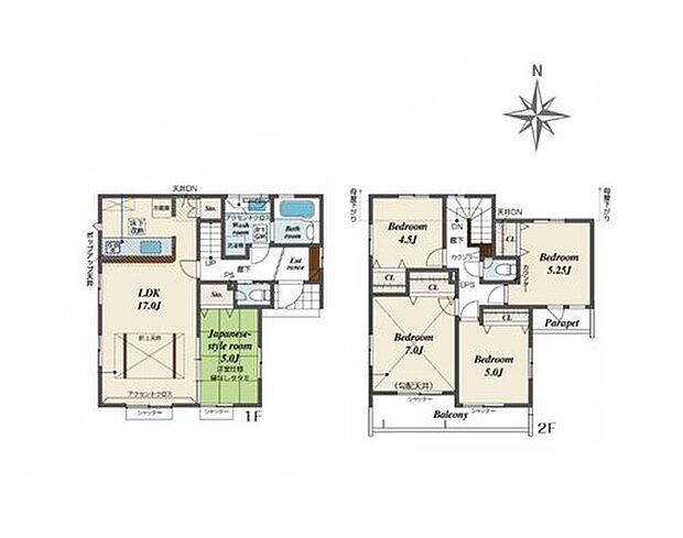 【5LDK】◇折上天井のリビングは明るく開放的♪
◇来客用やお子様の遊び部屋としても利用できる和室付き!
◇お手入れ簡単で美しさ長持ち♪フルフラット洗面台♪
◇南向きの広々したワイドバルコニー!