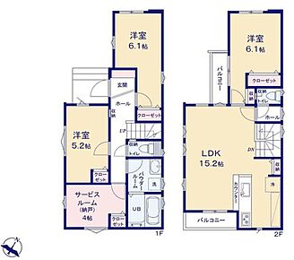 明るく、人目も気になりにくい2階リビング☆
1階には多用途に使える4帖の納戸を完備しております♪ 