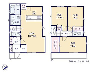自然に顔を合わせる機会が増えて、家族の絆がもっと深まる「リビングイン階段」＆「対面式キッチン」☆
「パントリー」「WIC」など、収納も豊富で片付けがしやすくなっております☆
全室ゆったり目も◎！！ 