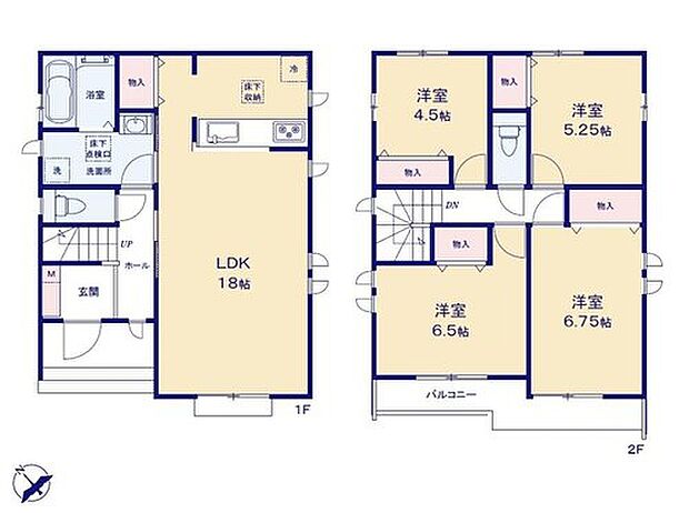 【4LDK】キッチン横には大容量の収納付き♪
パントリーとしても便利にお使いいただけます◎
明るい光がたっぷり差し込む全室2面採光☆
対面式キッチンでLDKにいる家族が見えて安心。