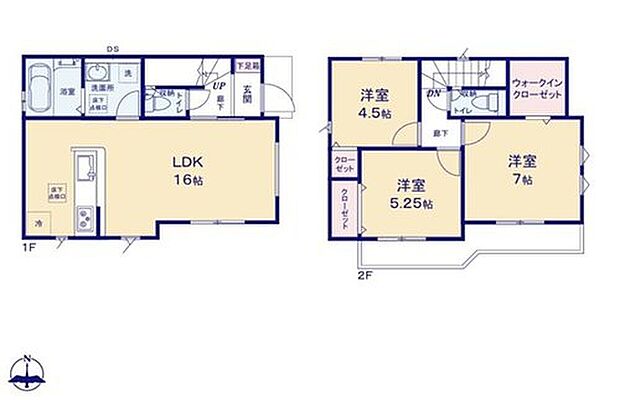 【3LDK】◇広々16帖のLDK！対面キッチンからはLDK全体を見渡せます♪
◇主寝室7帖には大容量収納の『ウォークインクローゼット』を設置。
◇南側バルコニーは2部屋から出られて便利です♪