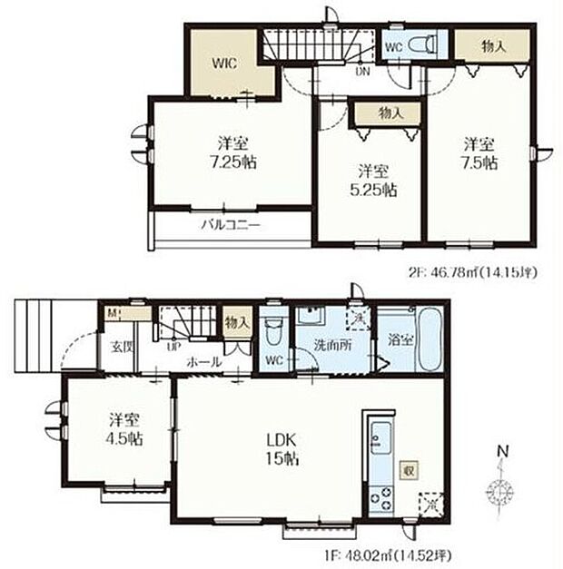 【4LDK】全居室南向きの陽光溢れる明るいお住まいです☆
対面式キッチンでご家族のコミュニケーションが増える間取り♪
大容量のWIC完備で季節物のお洋服もたっぷり収納できます◎