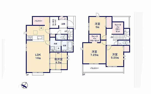 【4LDK】◇パントリーやSIC、2つのWICなど、大型収納でお部屋をスッキリ!
◇ほっと寛げる和室付き♪お子様の遊びスペースにも◎
◇たっぷりとお洗濯物が干せる南向きのバルコニー♪