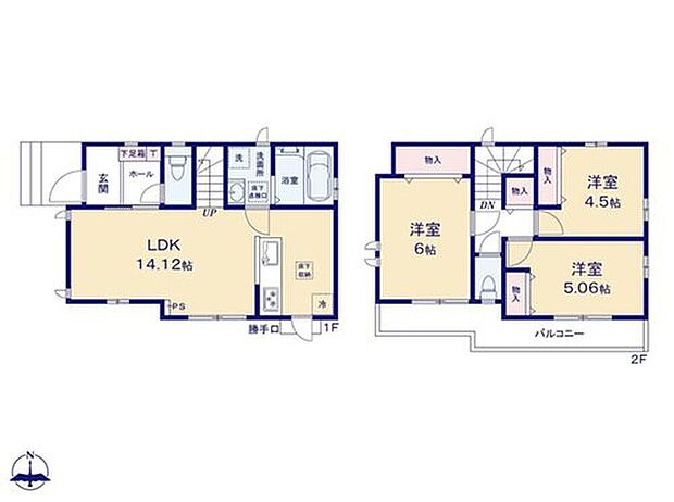 【3LDK】家族の「ただいま」を迎えられるリビングイン階段採用☆
横幅広めのバルコニーは南向きでタップリの陽光を取り込めます♪
建物の南側はお庭に面しているので、開放感のある区画です☆