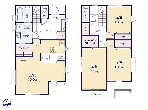 【3LDK】◇パントリーやウォークインクローゼットなど、大型収納でお部屋をスッキリ！◇開放感のあるキッチンでコミュニケーションを取りながら料理を楽しめます。◇南側バルコニーは2部屋から出られて便利です♪