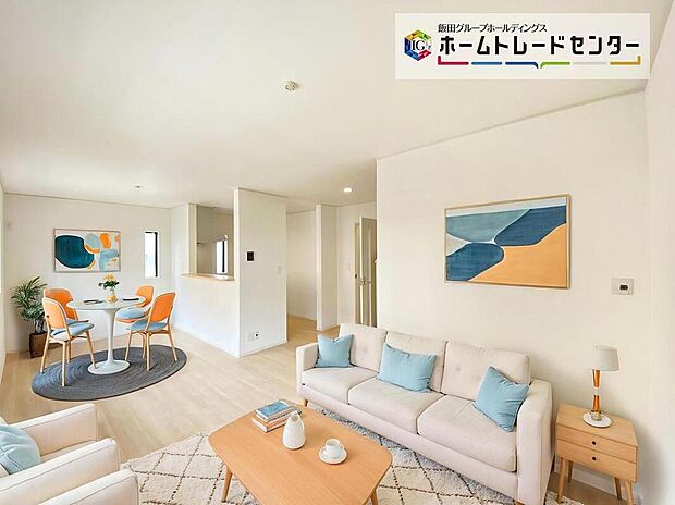 【リビング】家族の食事や団らんのほか、子供を遊ばせたり、友人を招いたりするLDKは住まいの中心。長時間過ごす場所だからこそ、大切にしたい場所♪(家具はCGです)