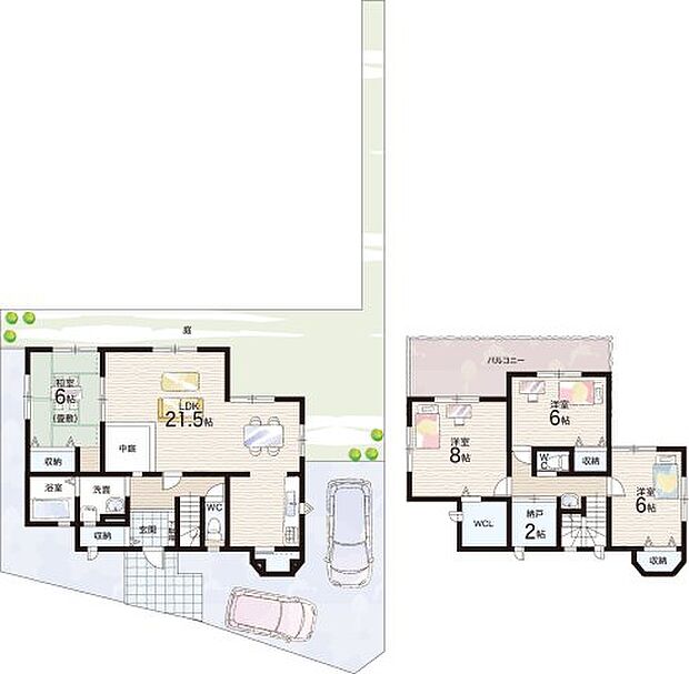 【4LDK】○城山台小学校・・・徒歩21分 ○木津中学校・・・徒歩50分
