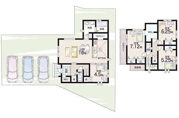 【4LDK】○平岡小学校・・・徒歩13分 ○上野芝中学校・・・徒歩21分