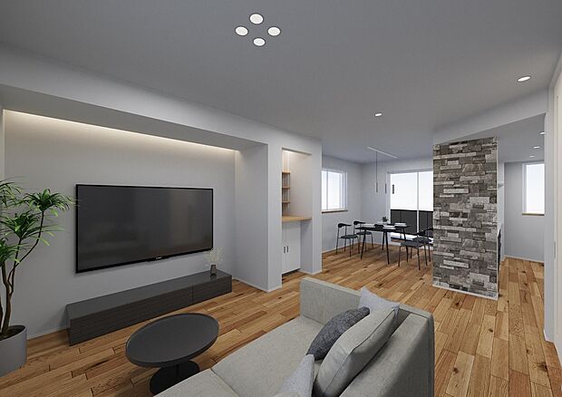 21.3帖の広々としたゆとりのあるLDKイメージパース