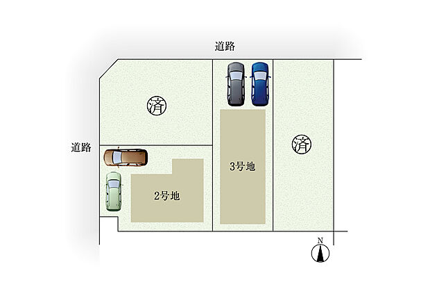 ■全体区画図■
全4区画の分譲です。全区画駐車場2台可能。
4LDK区画もございます。