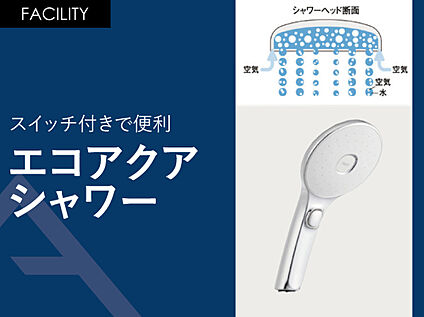 スイッチ付きで便利「エコアクアシャワー」