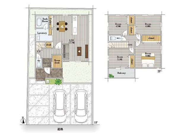 5290万円、4LDK、土地面積146.42m2、建物面積102.69m2 【１号地プラン】シューズクローク、パントリー、リビング収納、各居室収納など、収納豊富で心地よく暮らせる間取りです。