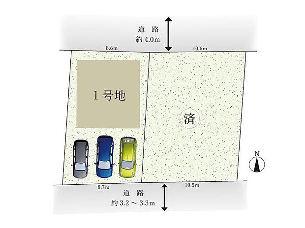 南向きの為陽当り良好!駐車はゆとりの3台可能で来客時もスムーズに停めていただけます。