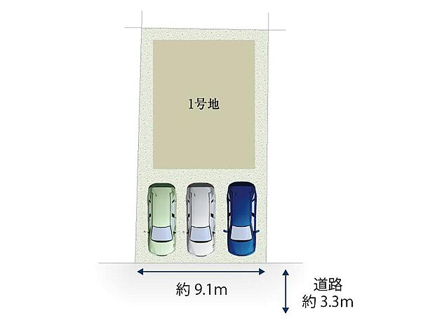 【区画図】5290万円、4LDK、土地面積146.42m2、建物面積102.69m2 【区画図】
カースペースは3台分確保！