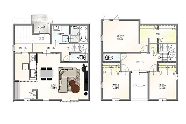 【4号地プラン】建物価格1850万円、建物面積101.04m2
