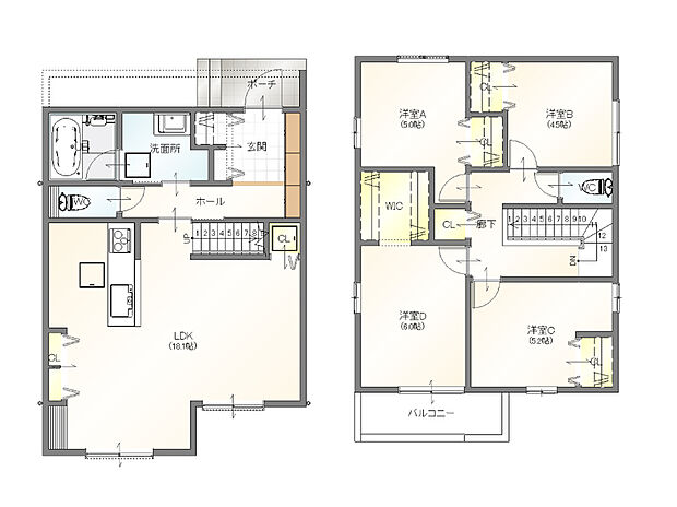【建物プラン例(3号地)】建物プラン例(3号地)土地価格4,100万円、土地面積151.69m2、建物価格1,850万円、建物面積102.93m2※AVANTIAで建築・請負契約をした場合の参考価格です。