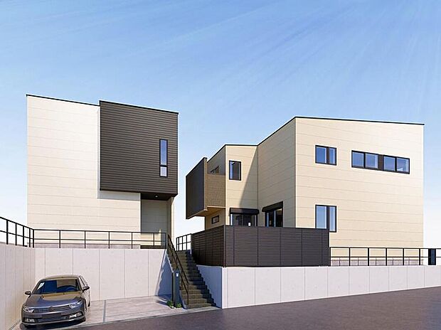 完成予想図(外観)
門柱には宅配ボックスも完備。
シックな外観で落ち着きます。