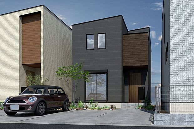 【2号地イメージパース】
パントリー⇔洗面室⇔キッチンを回遊できる間取り。無駄な動線なく快適なプランです。２階の廊下にクローゼット、主寝室に3帖のウォークインクローゼットなど、収納多めな２号地。