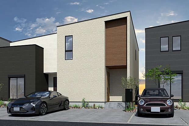 【3号地イメージパース】
小上がりのタタミコーナーを設けた広々としたリビングの３号地。キッチンからもよく見渡せます。