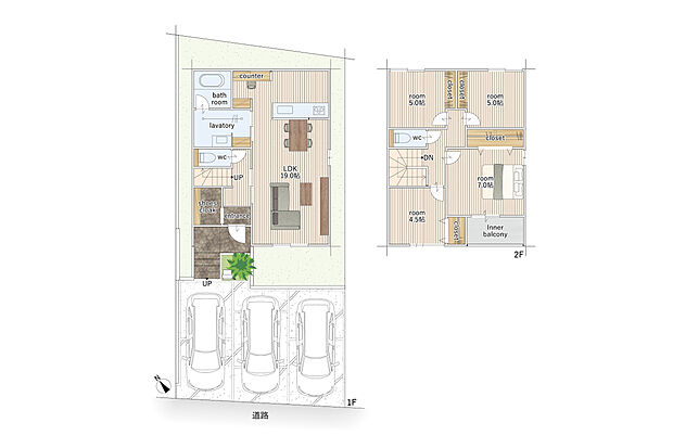 【4LDK】建物面積にはインナーバルコニー3.72m2を含みます。