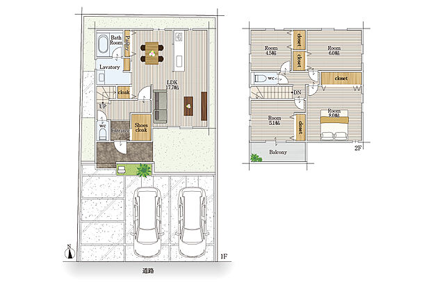 【4LDK】敷地面積にはセットバック部分3.28ｍ2を含みます。
シューズクローク、パントリー、リビング収納、各居室収納など、収納豊富で心地よく暮らせる間取りです。