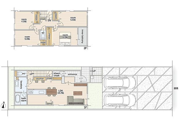 【4LDＫ】建物面積にはインナーバルコニー3.72ｍ2を含みます。