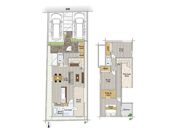 (1号地)、価格7490万円、3LDK、土地面積129.74m2、建物面積109.47m2