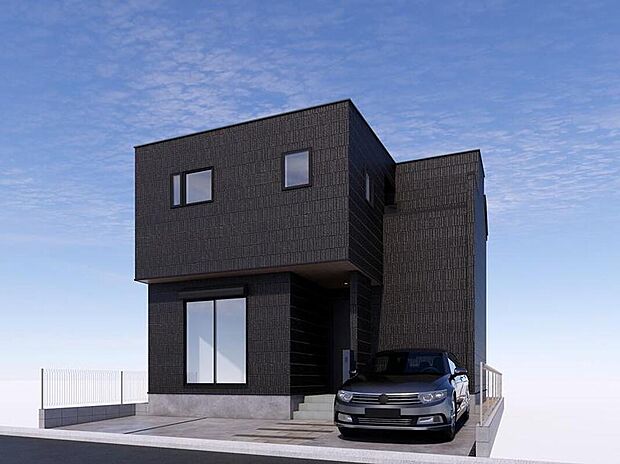 【1号地外観パース】
ブラックを基調としたクールな外観です。