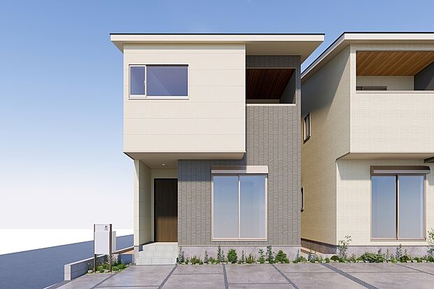 【CGパース/2号地外観(イメージ)】角地ならでは、日当たりと風通しの良さが自慢です。